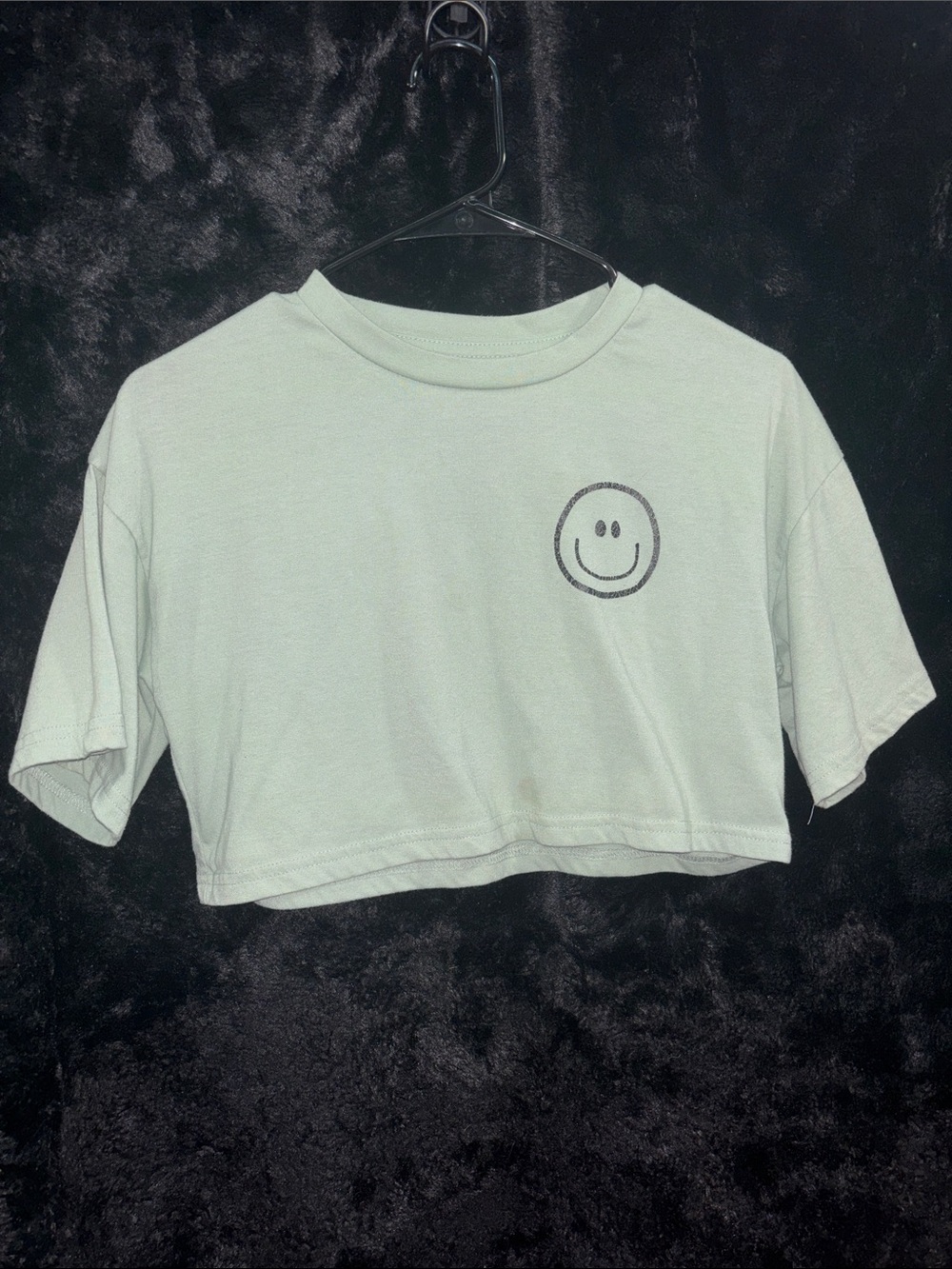 Mint Green Smiley Baggy Cropped Tee